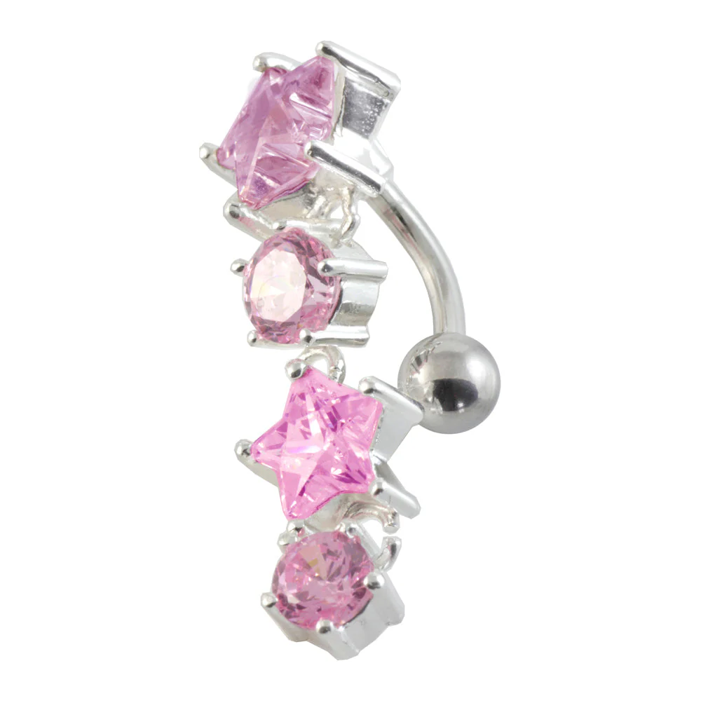 Stars & Round Silver & Steel Navel - Image 3