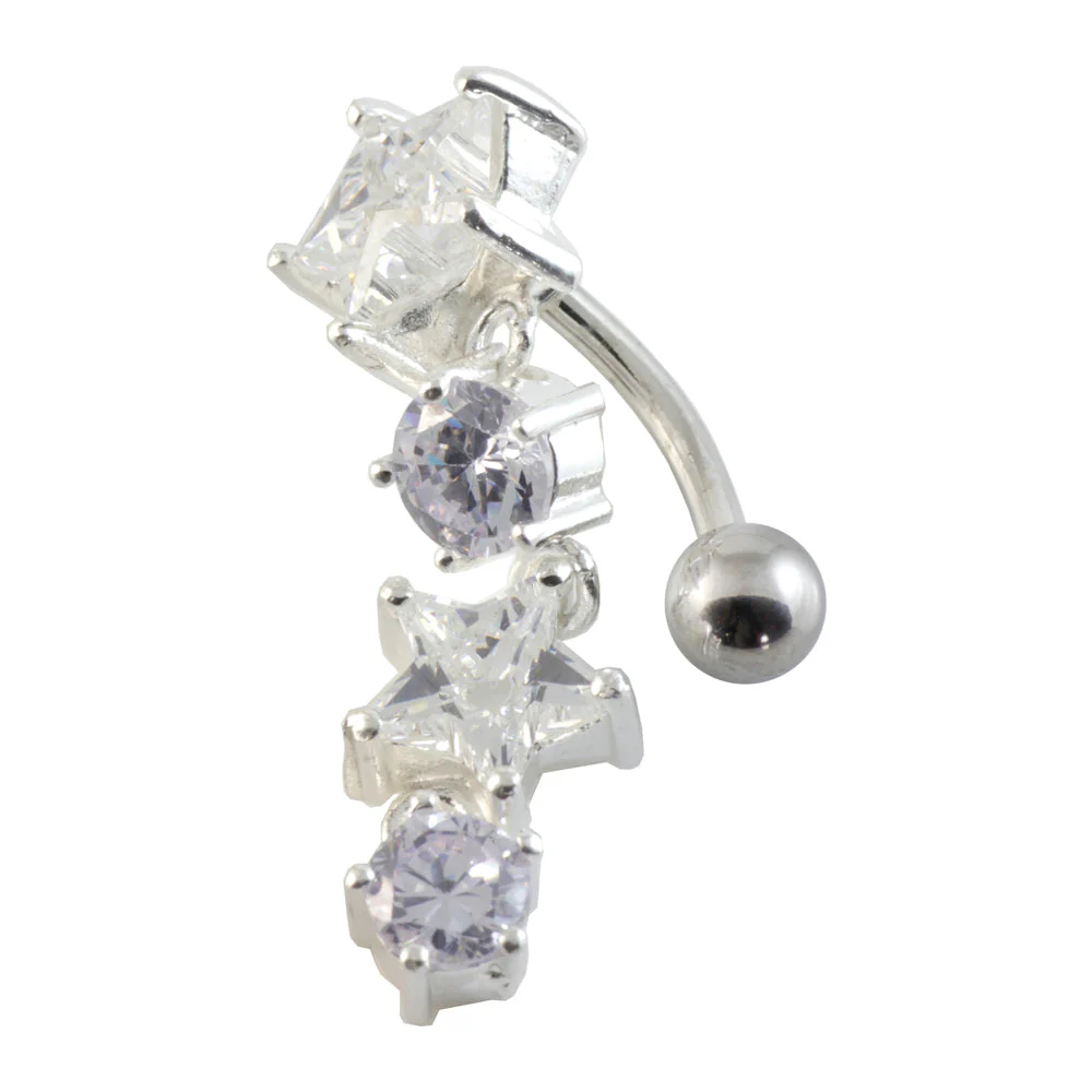 Stars & Round Silver & Steel Navel - Image 4
