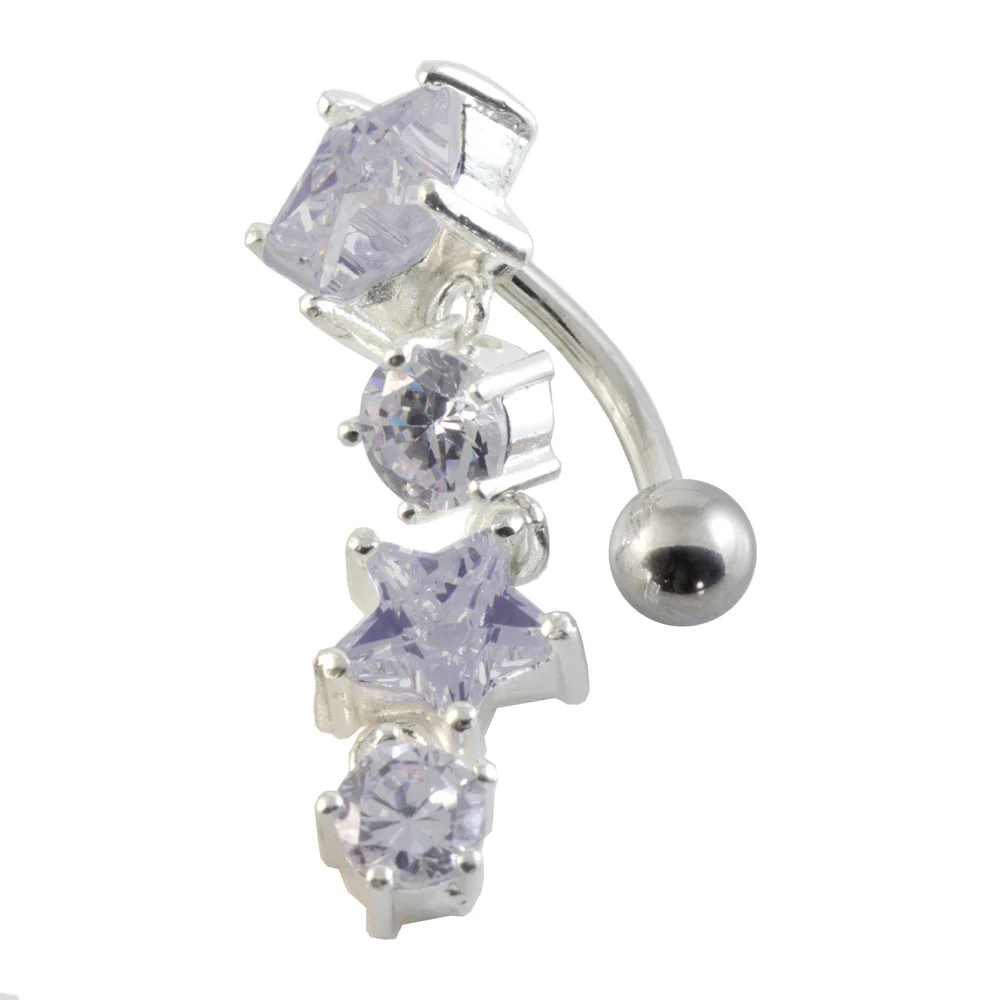 Stars & Round Silver & Steel Navel - Image 5