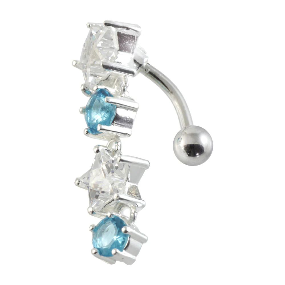 Stars & Round Silver & Steel Navel - Image 7