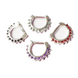 Steel 11 Gem Septum Ring - Image 2
