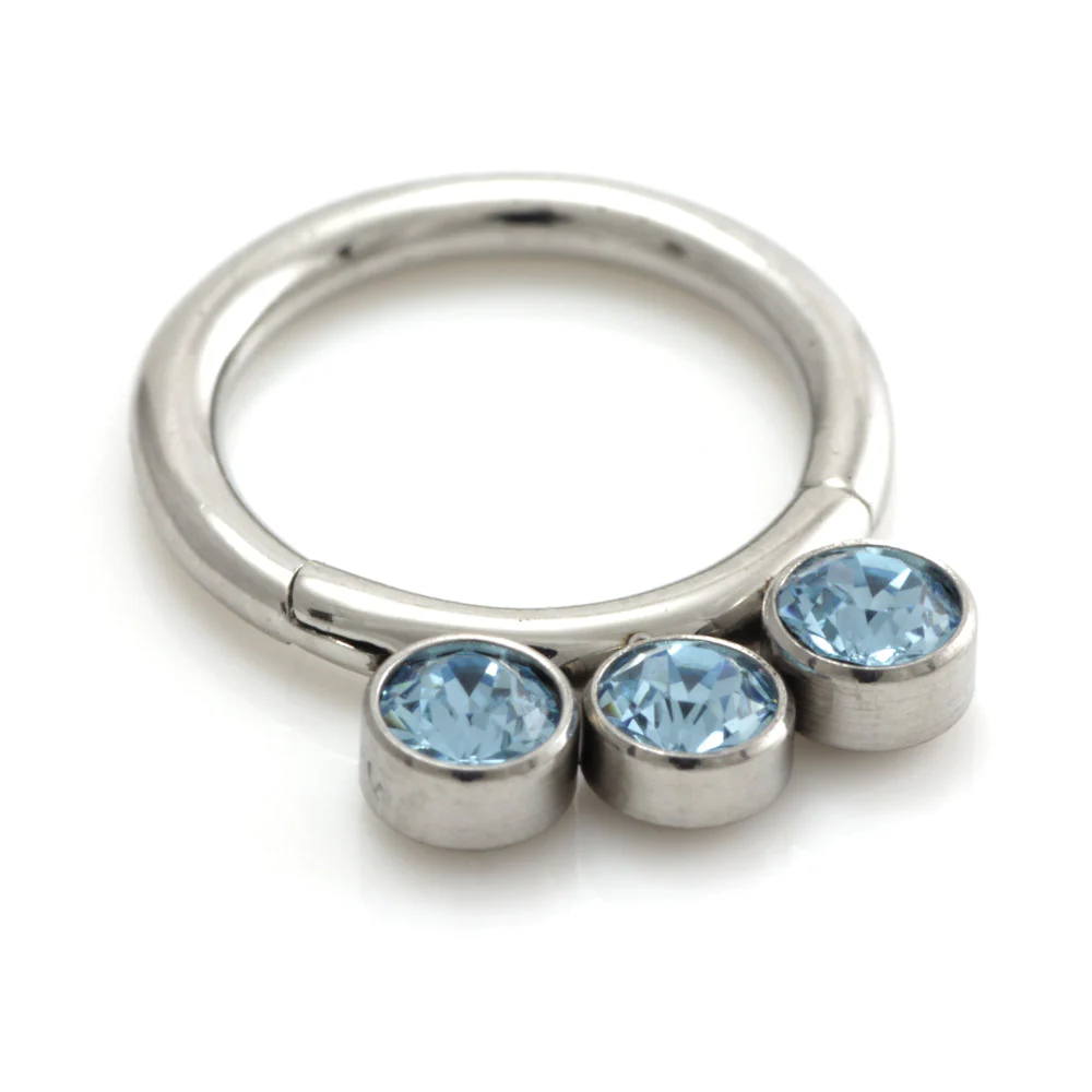 Steel 3 Graduated Jewel Hinged Segment Ring - Image 10