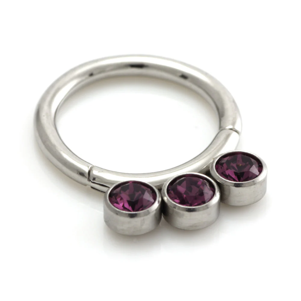 Steel 3 Graduated Jewel Hinged Segment Ring - Image 11