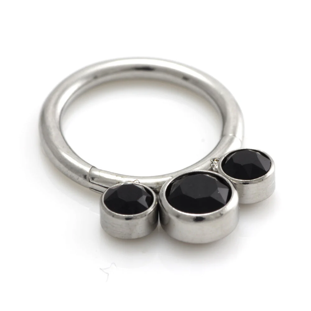 Steel 3 Graduated Jewel Hinged Segment Ring - Image 6