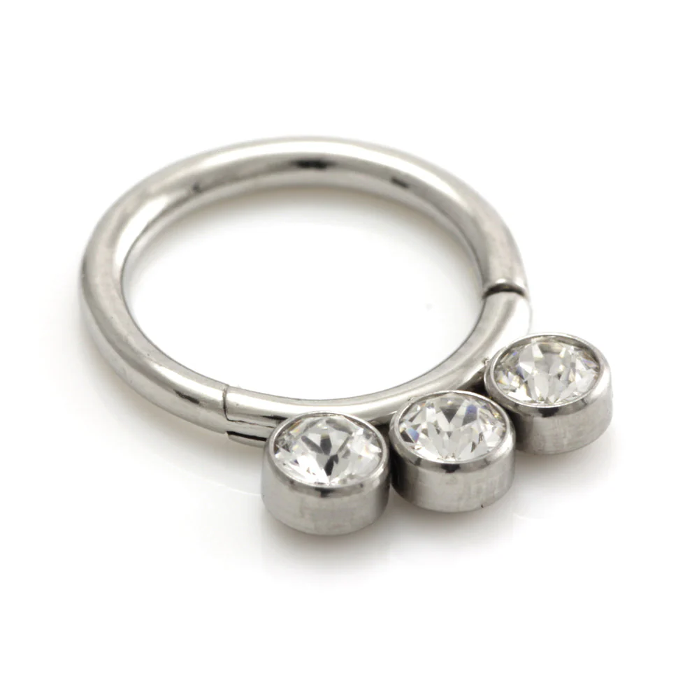 Steel 3 Graduated Jewel Hinged Segment Ring - Image 8