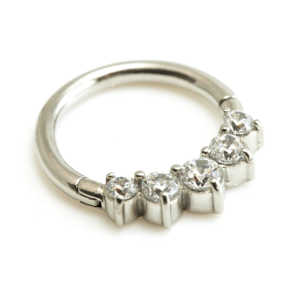 Steel 5 Gems Hinged Micro Ring - Image 2