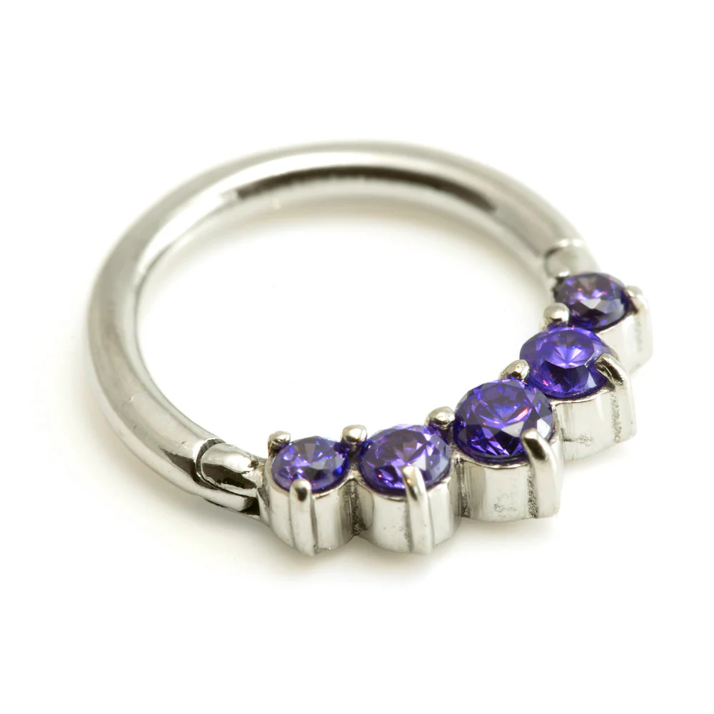 Steel 5 Gems Hinged Micro Ring - Image 4