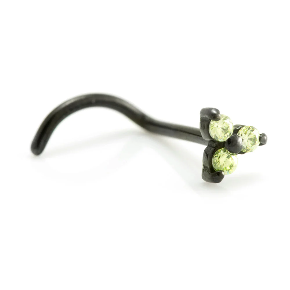 Steel Black Gem Trinity Set Nose Stud - Image 3