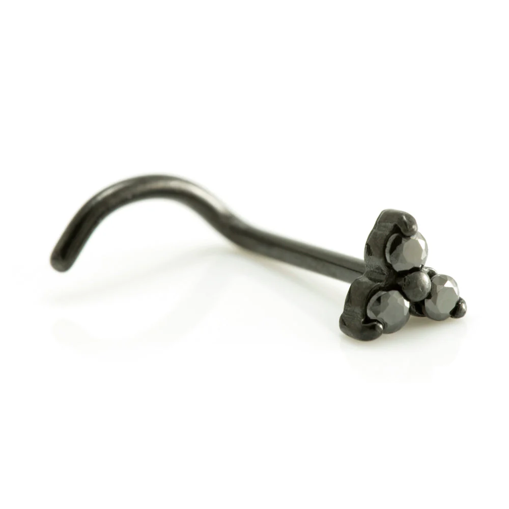 Steel Black Gem Trinity Set Nose Stud - Image 5