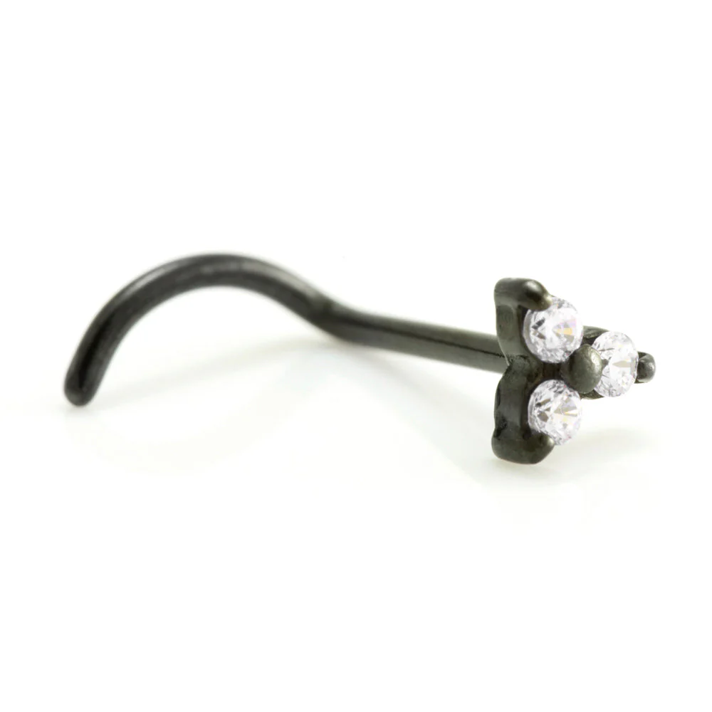 Steel Black Gem Trinity Set Nose Stud - Image 6