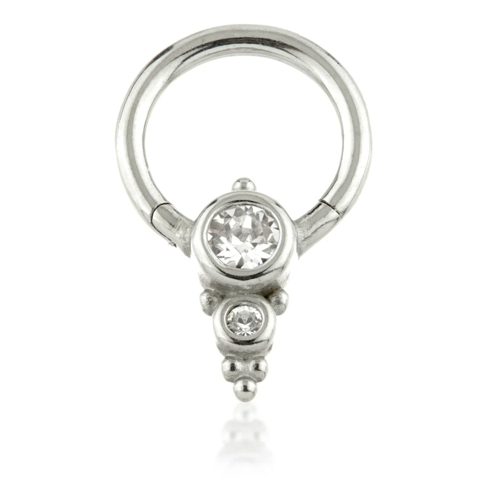Steel Couture Double Gem Cluster Hinge Segment Ring - Image 2