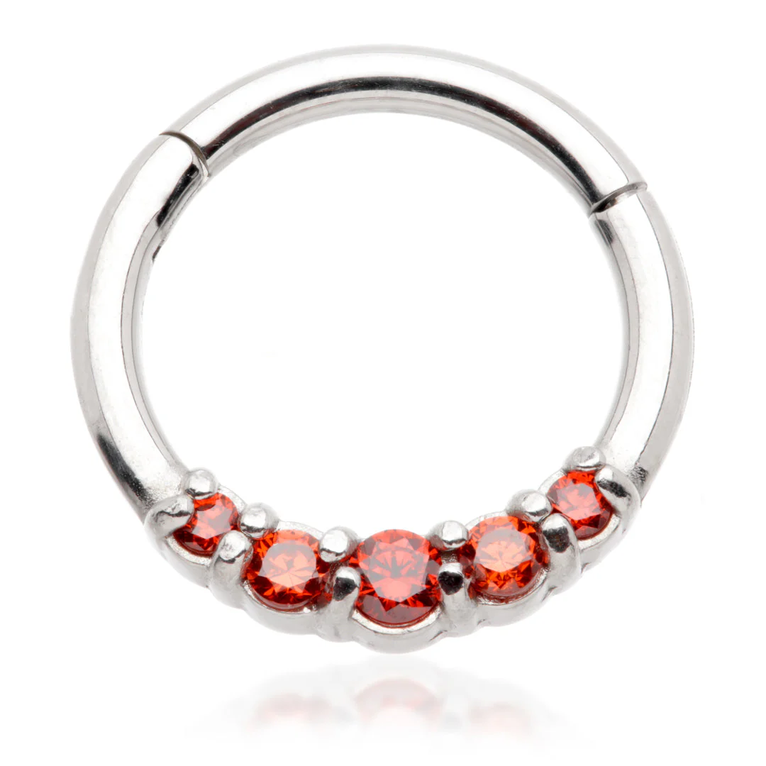 Steel Daith Pavé Gems Hinge Micro Ring - Image 2