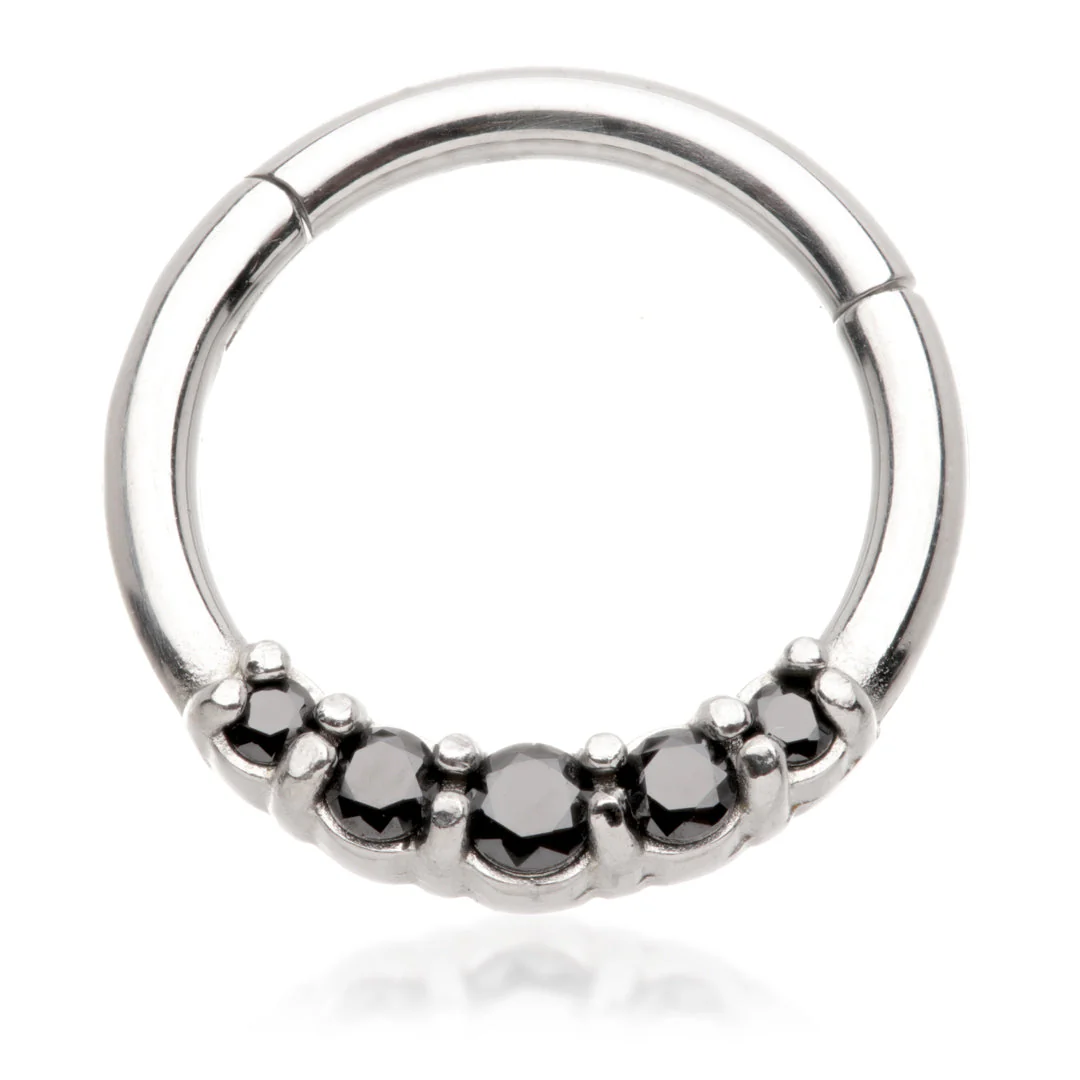 Steel Daith Pavé Gems Hinge Micro Ring - Image 3