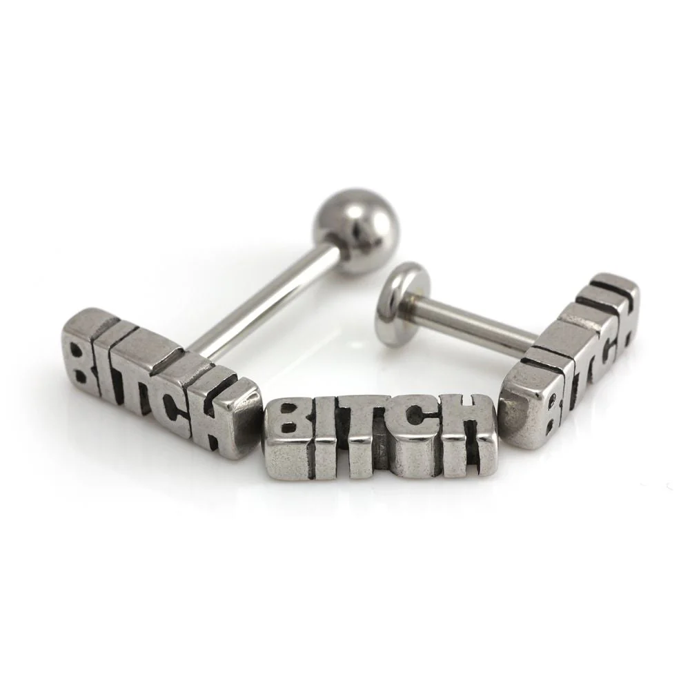 Steel External B*tch Tongue Bar -14