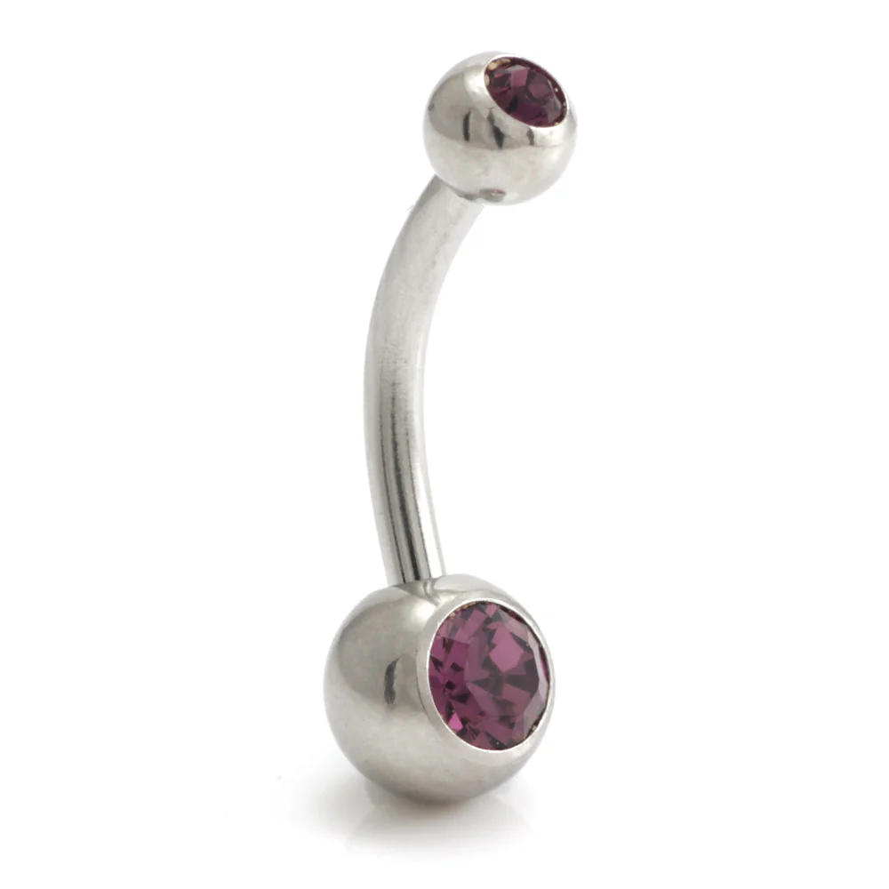 Steel External Thread Baby Double Jewelled Navel Bar - Image 18