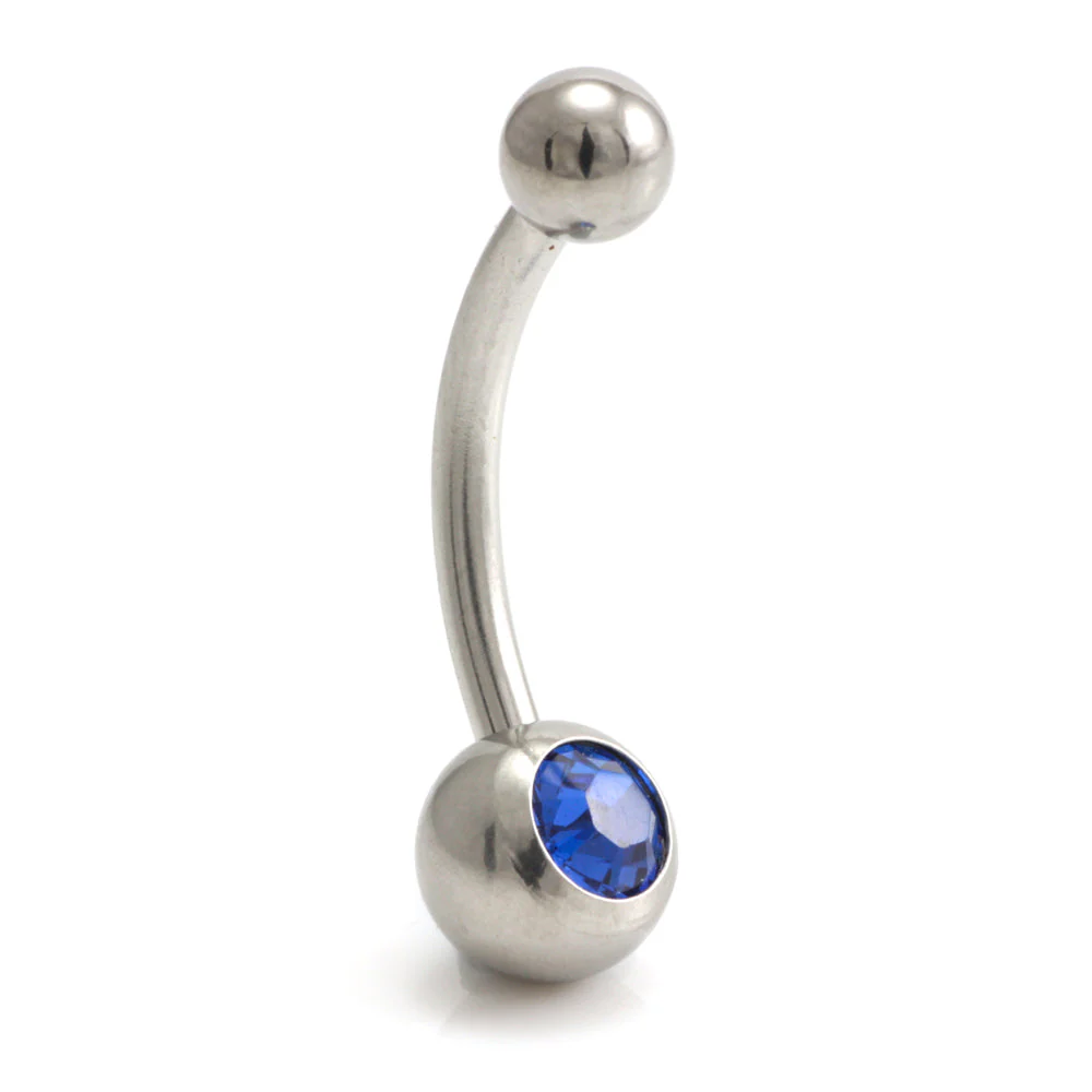 Steel External Thread Baby Jewelled Navel Bar - Image 14