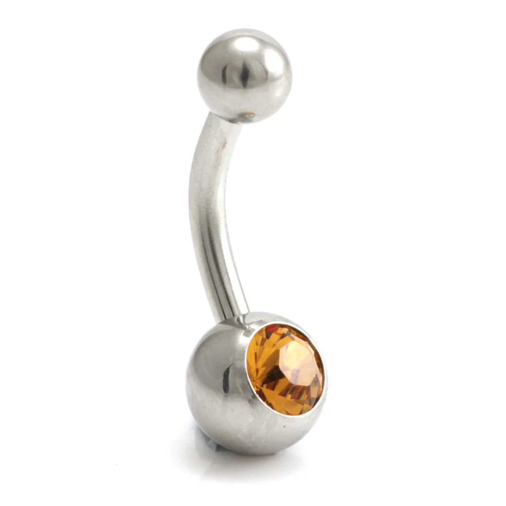 Steel External Thread Baby Jewelled Navel Bar - Image 2