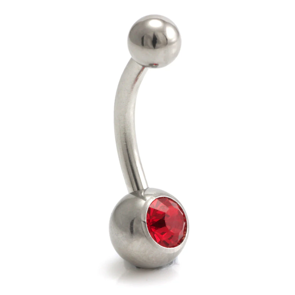 Steel External Thread Baby Jewelled Navel Bar - Image 7