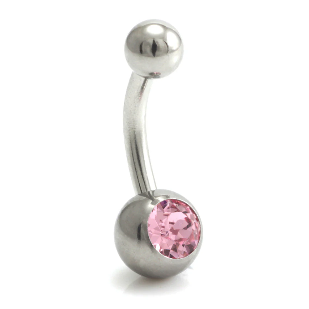 Steel External Thread Baby Jewelled Navel Bar - Image 8