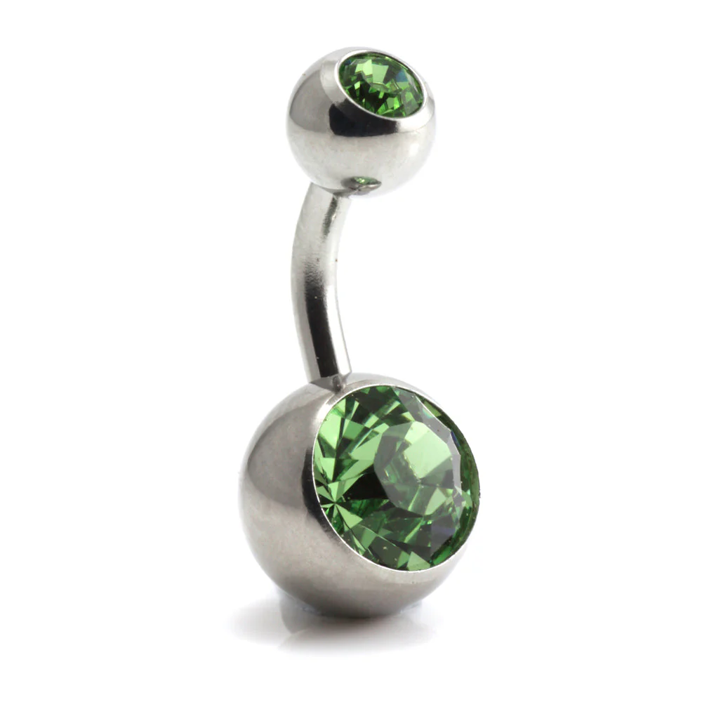 Steel External Thread Double Jewelled Navel Bar - Image 10