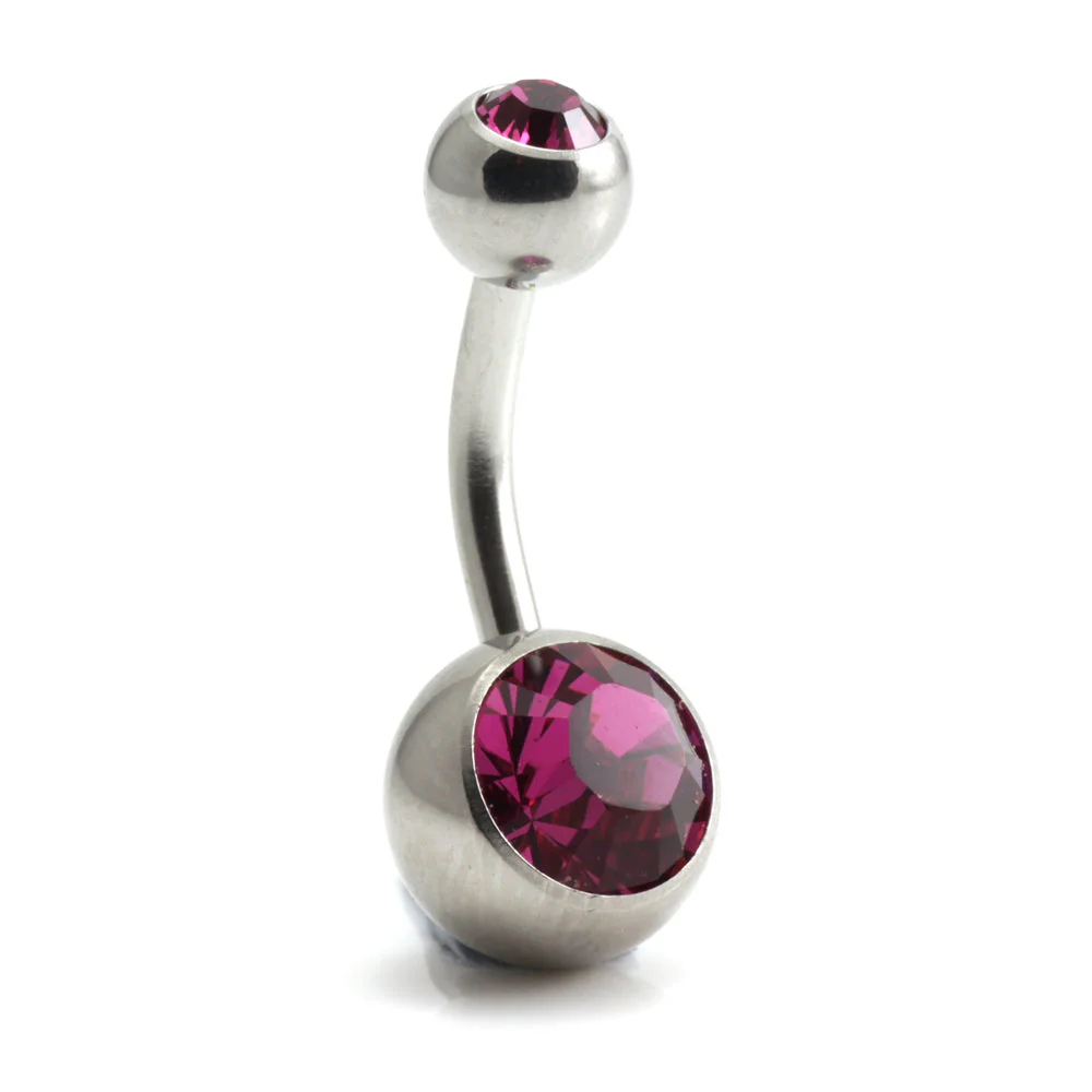 Steel External Thread Double Jewelled Navel Bar - Image 15