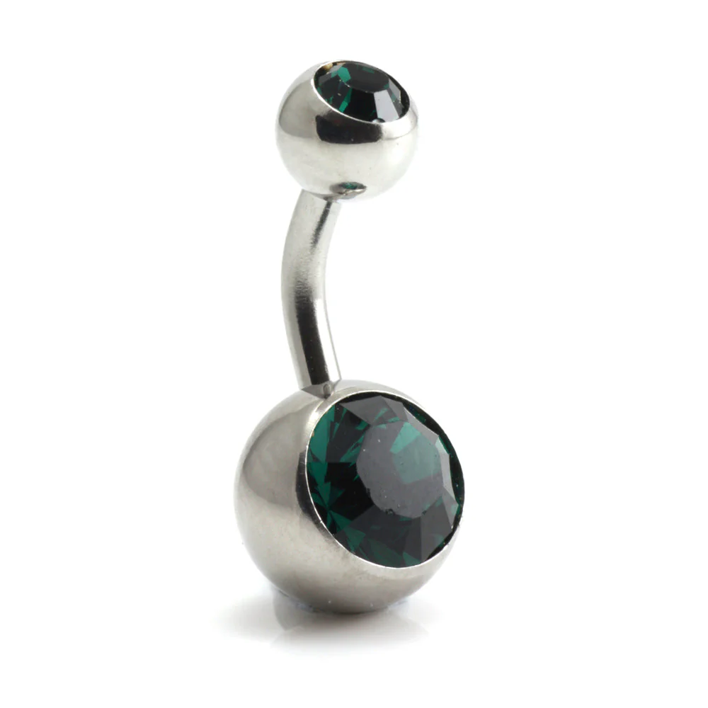 Steel External Thread Double Jewelled Navel Bar - Image 16