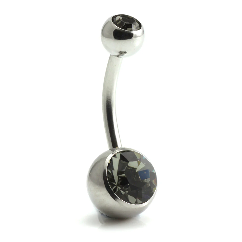 Steel External Thread Double Jewelled Navel Bar - Image 20