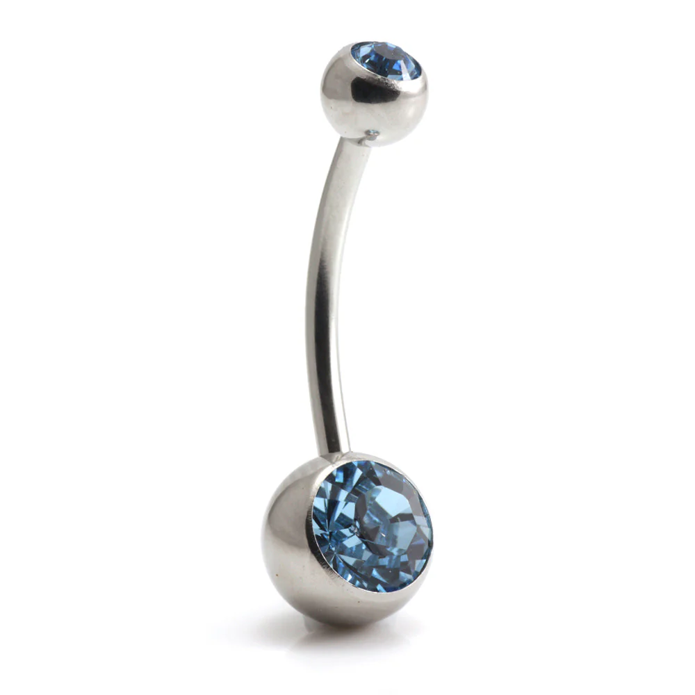 Steel External Thread Double Jewelled Navel Bar - Image 21
