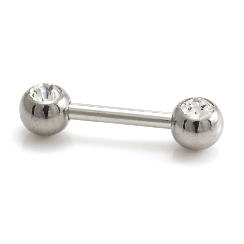 Steel External Thread Forward Facing Double Gem Barbell - Image 10