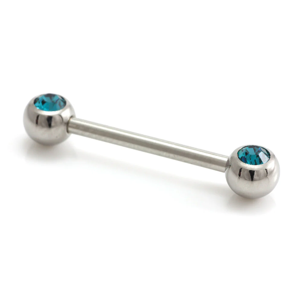 Steel External Thread Forward Facing Double Gem Barbell - Image 11