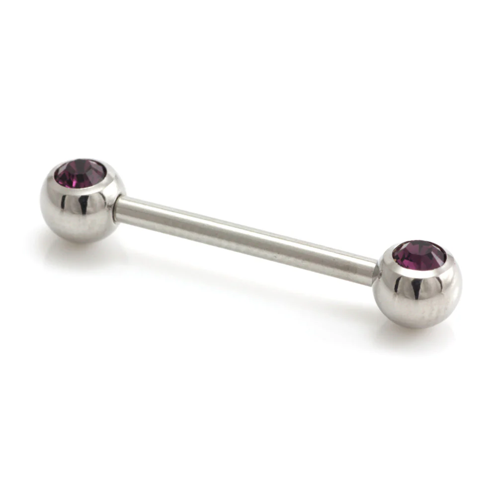Steel External Thread Forward Facing Double Gem Barbell - Image 13