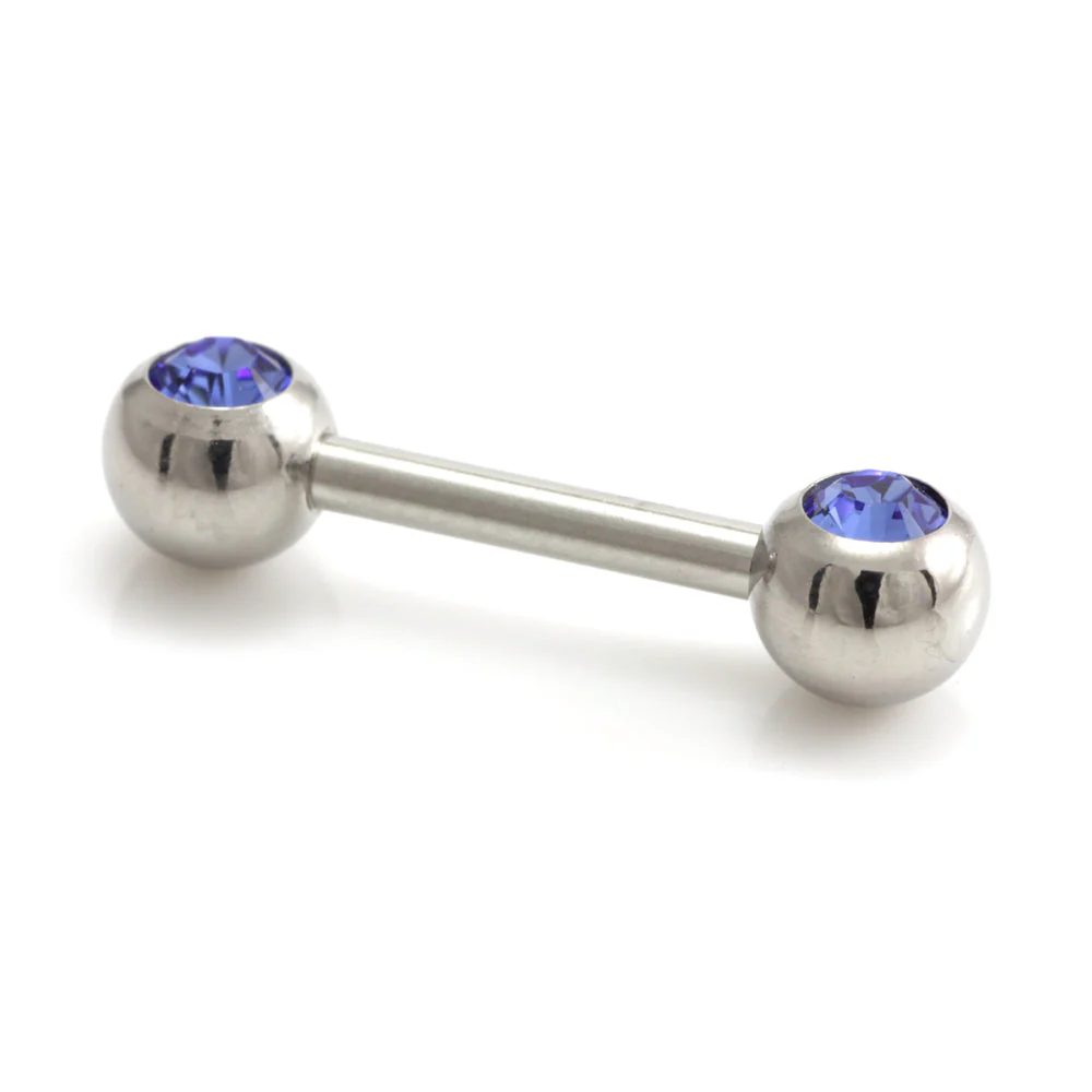 Steel External Thread Forward Facing Double Gem Barbell - Image 2