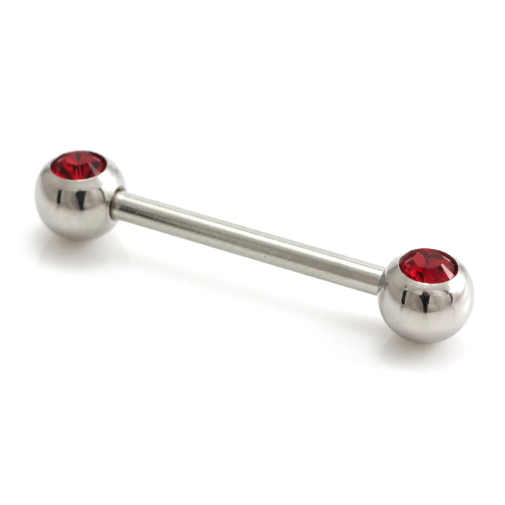 Steel External Thread Forward Facing Double Gem Barbell - Image 5