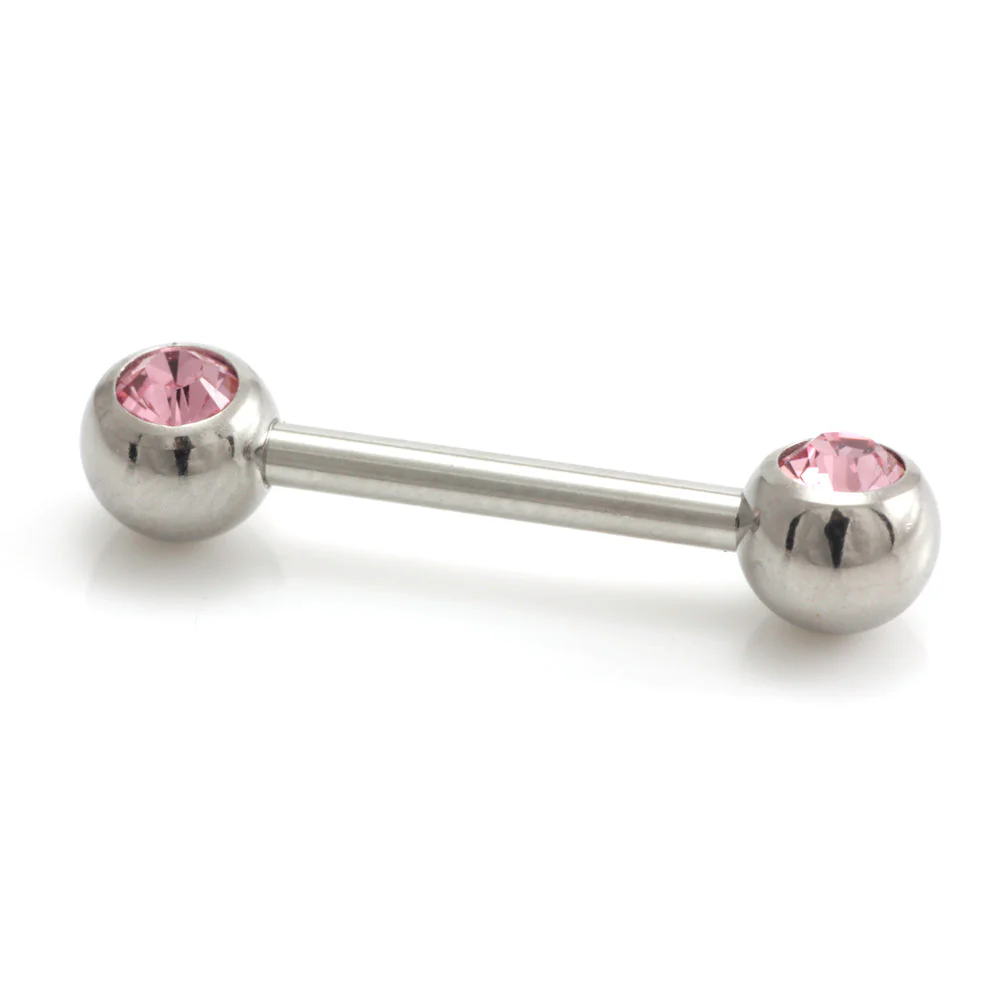 Steel External Thread Forward Facing Double Gem Barbell - Image 6