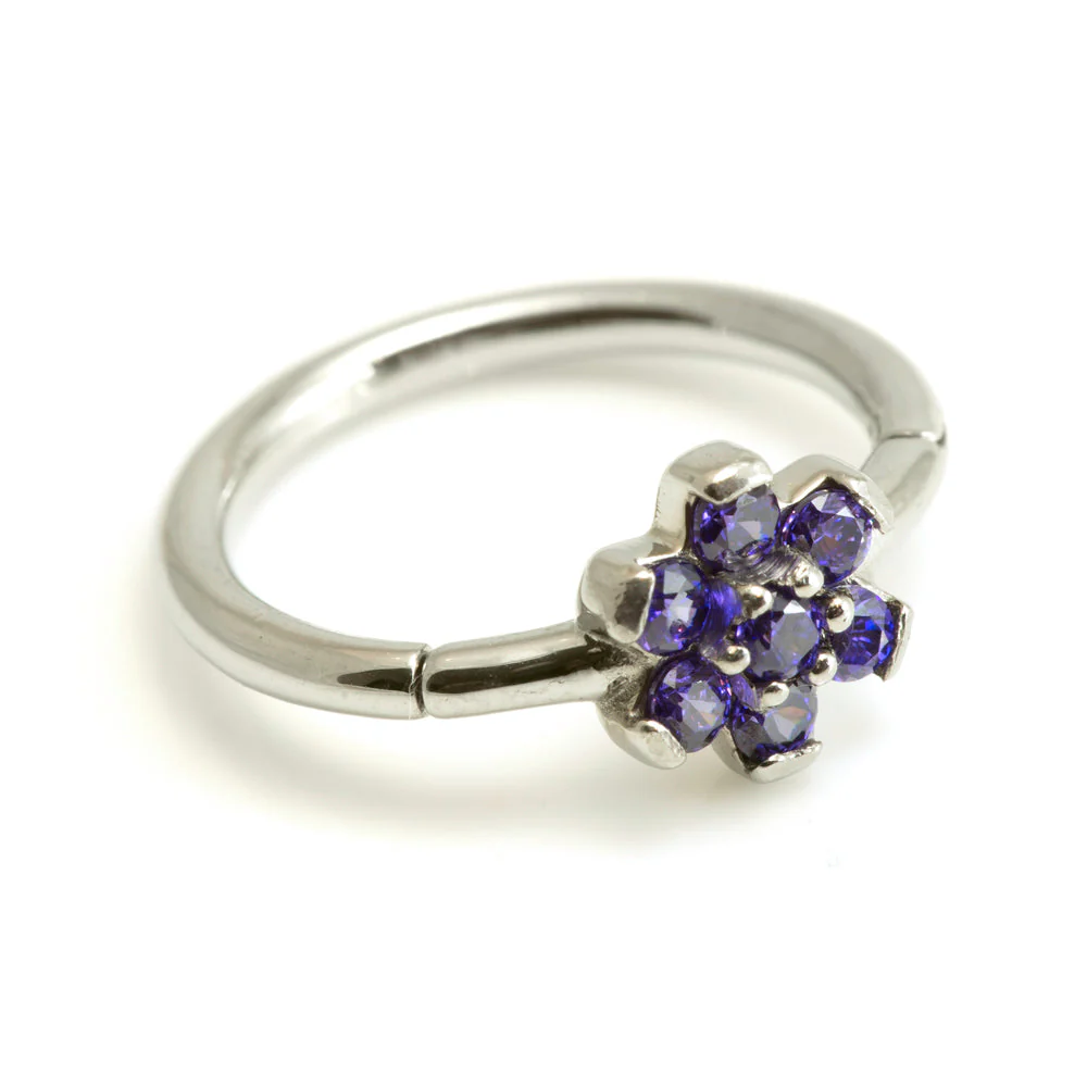 Steel Flower Gem Hinged Micro Ring - Image 2