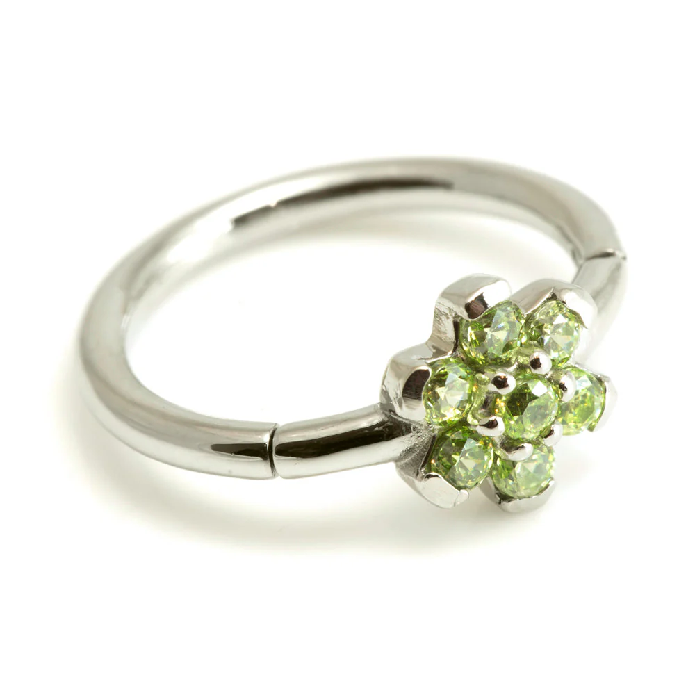 Steel Flower Gem Hinged Micro Ring - Image 3