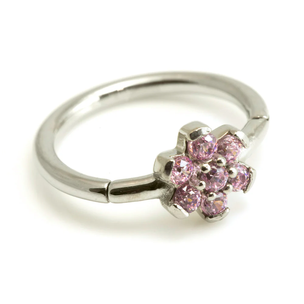 Steel Flower Gem Hinged Micro Ring - Image 5