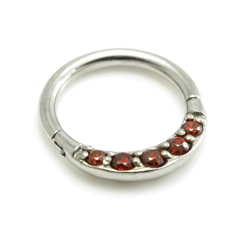 Steel Front Pave Gems Hinged Micro Ring - Image 4