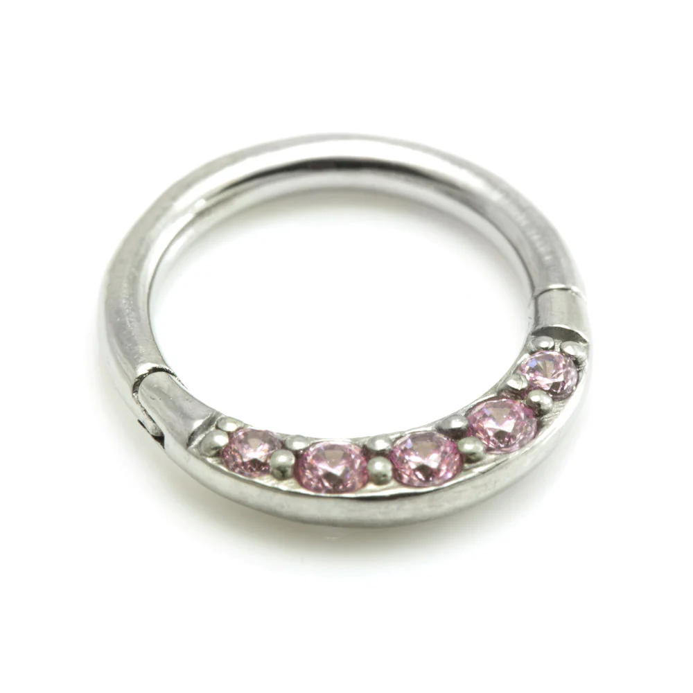 Steel Front Pave Gems Hinged Micro Ring - Image 5