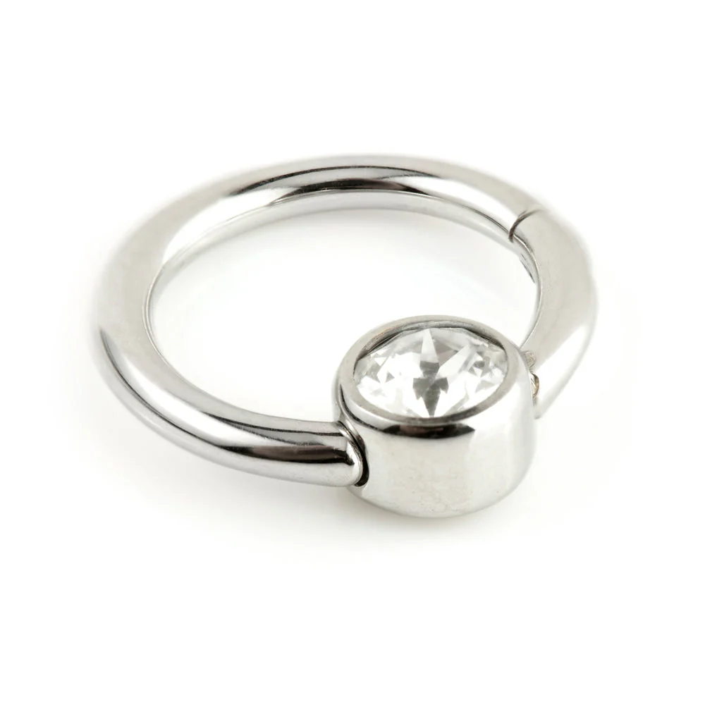 Steel Hinge 4mm Gem Disk BCR Ring - Image 4