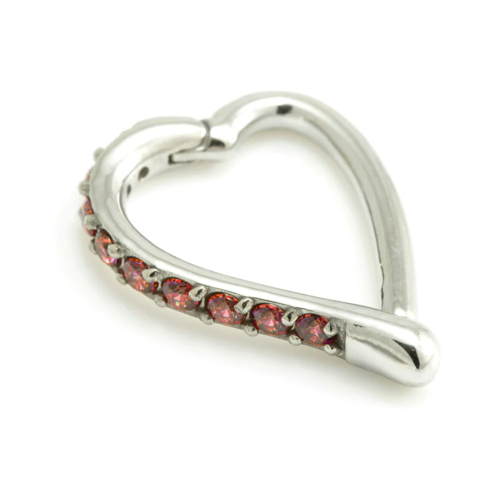 Steel Hinge Side Multi Gem Heart Ring - Image 3