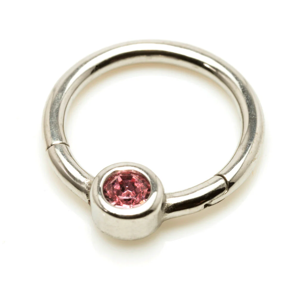 Steel Hinge Smiley Gem BCR Ring - Image 2