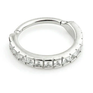 Steel Hinged Jewelled Conch Ring -1.2-6