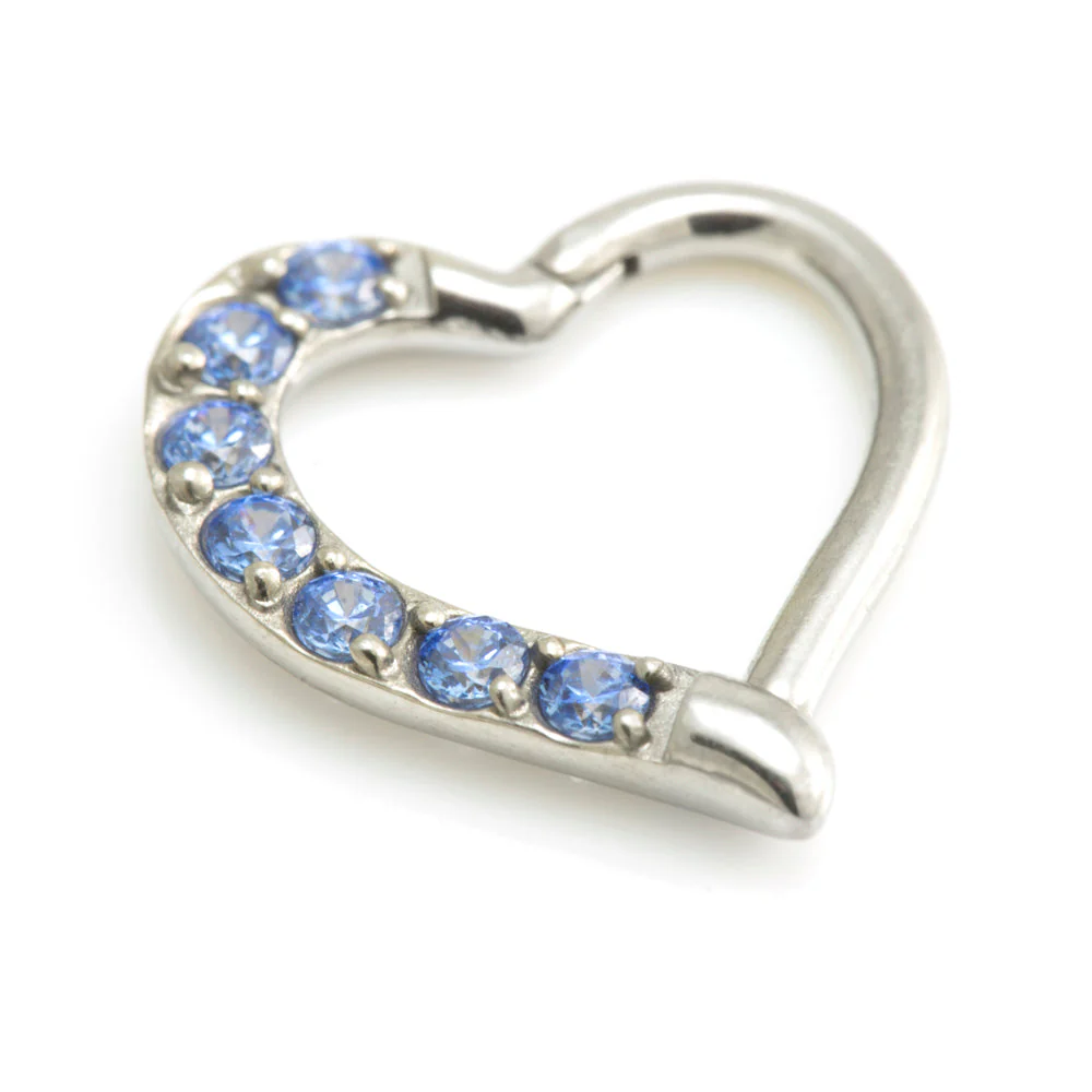 Steel Multi Gem Hinge Heart Ring - Image 3