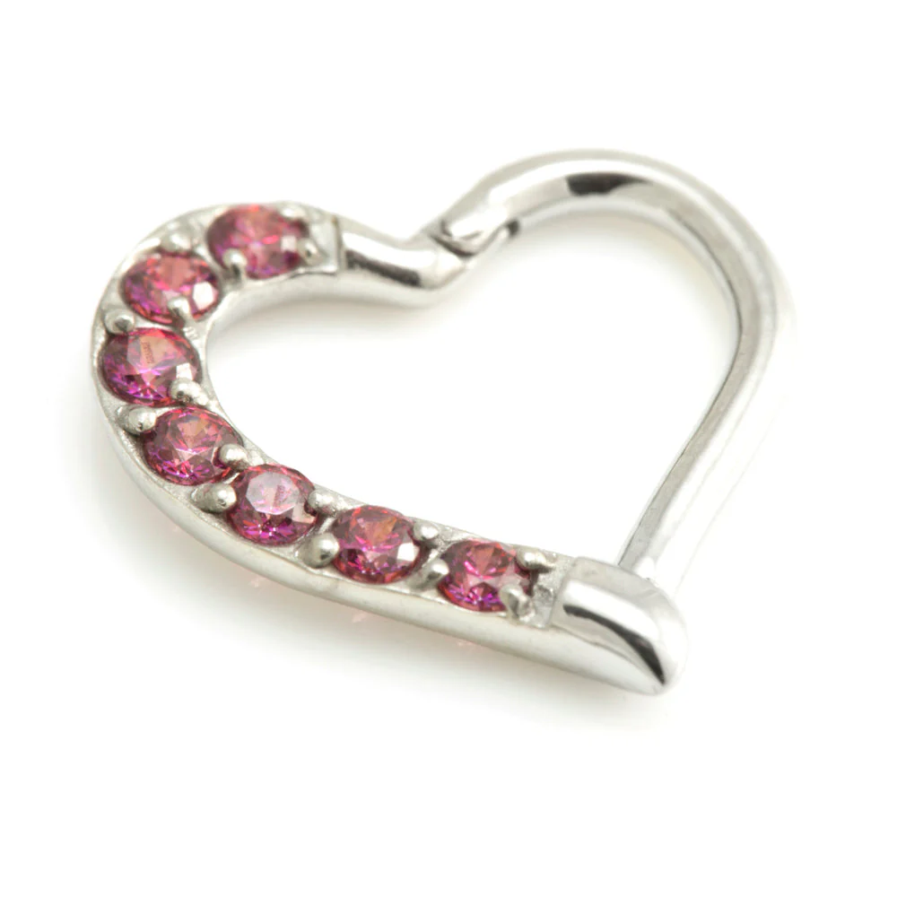 Steel Multi Gem Hinge Heart Ring - Image 4