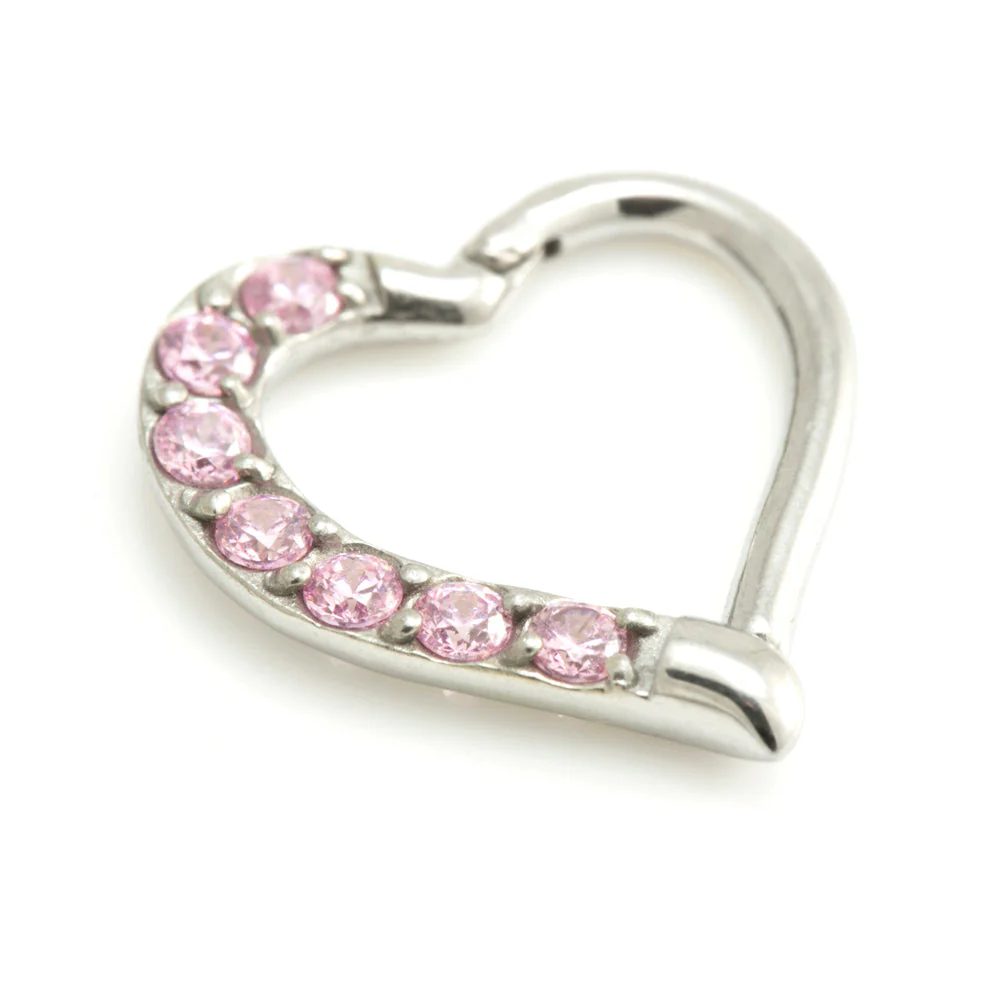 Steel Multi Gem Hinge Heart Ring - Image 5
