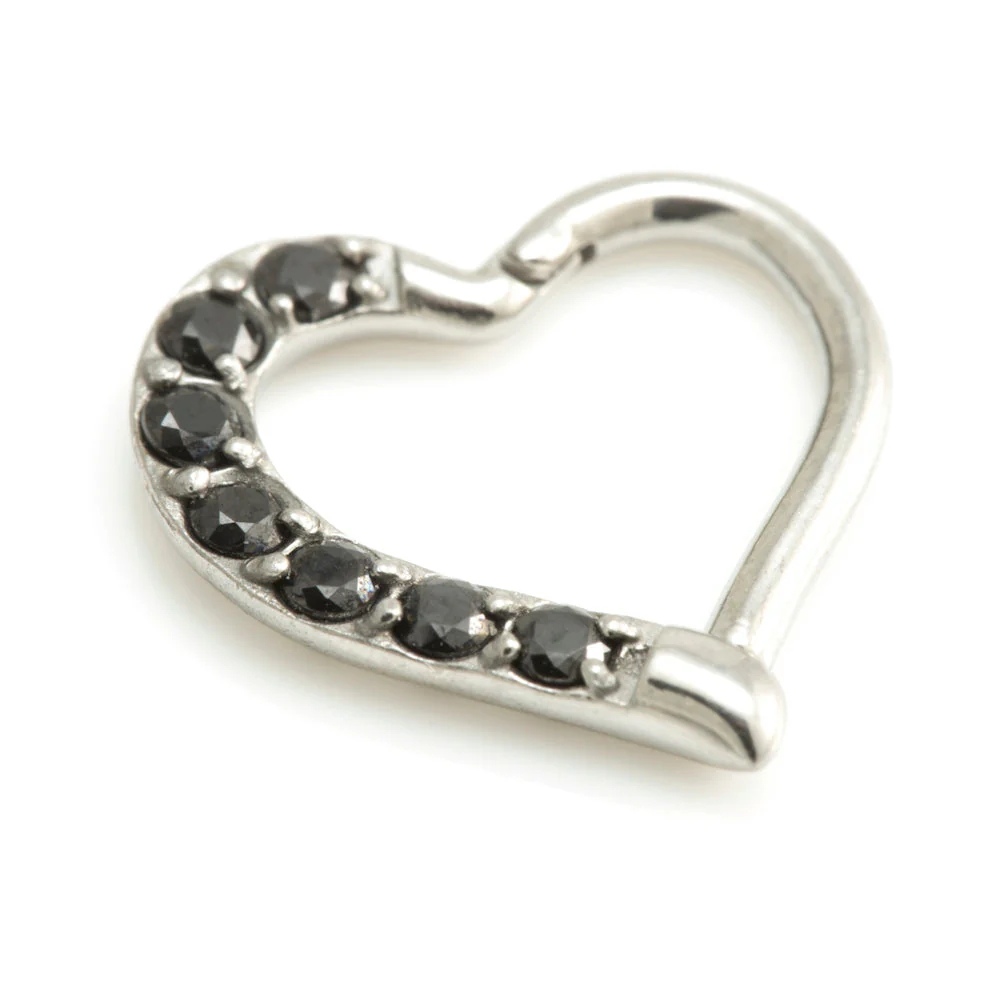 Steel Multi Gem Hinge Heart Ring - Image 6