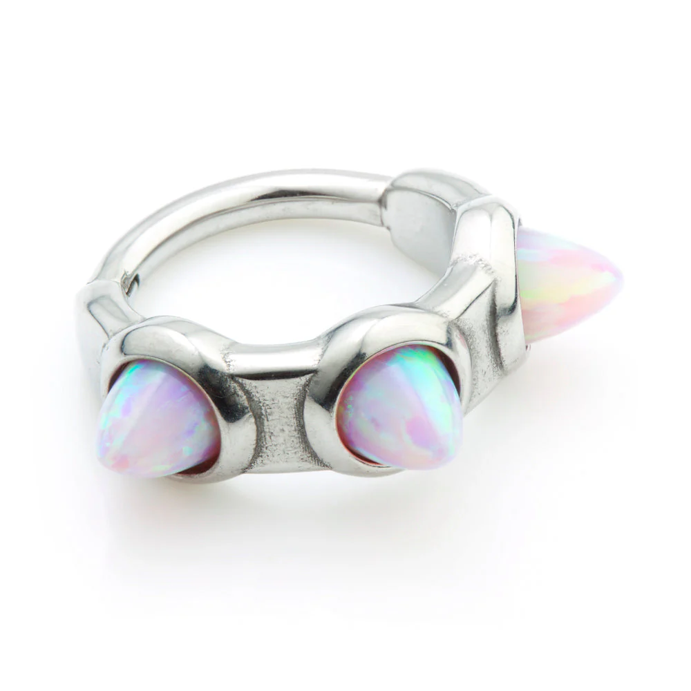 Steel Opal Small Multi Spike Hinge Segment Ring - Image 3