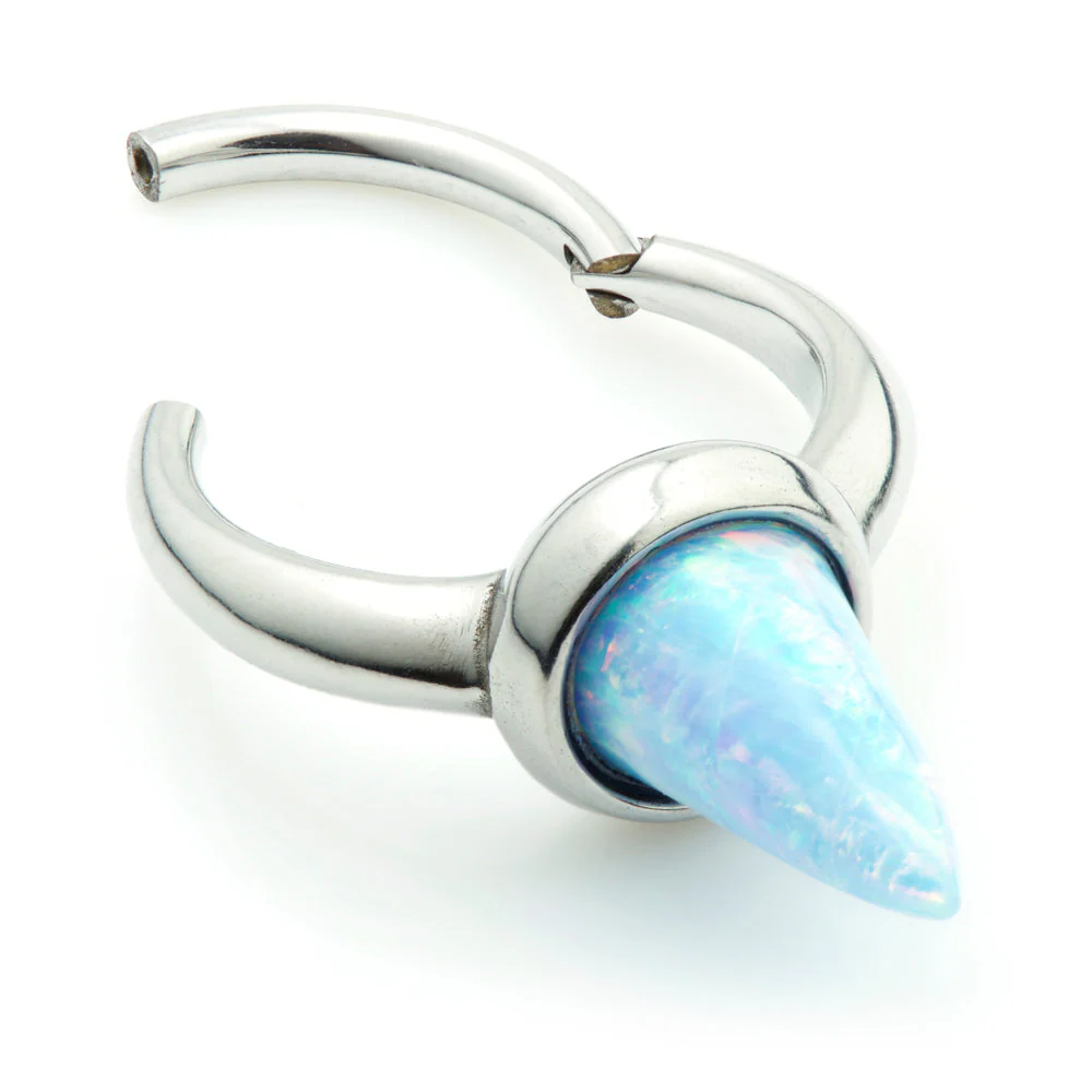 Steel Opal Spike Hinge Segment Ring - Image 3