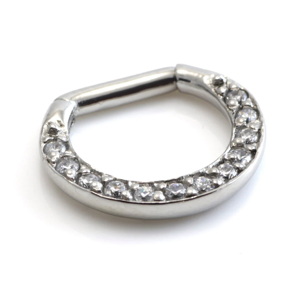 Steel Pave Jewelled Septum Ring - Image 5